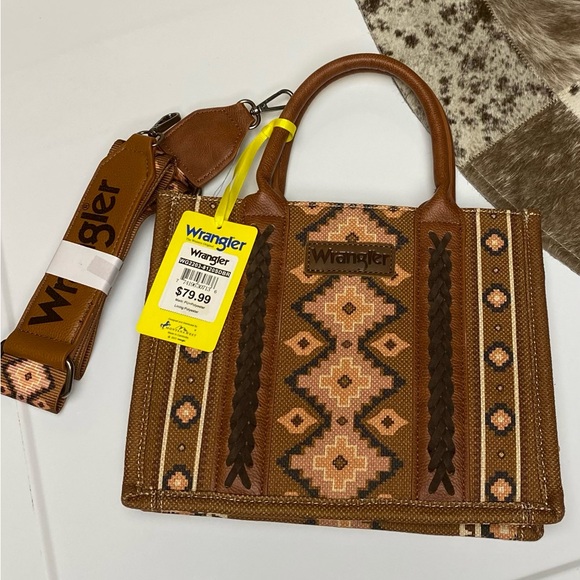 NWT Wrangler Aztec Canvas Tote Bag - Picture 4 of 9